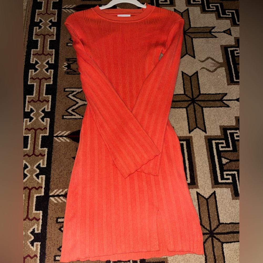 Elegant Orange Knit Dress